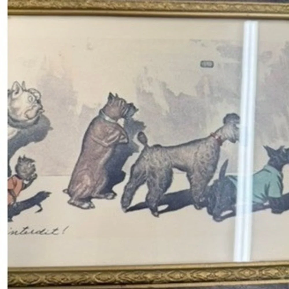 Boris O'Klein Sens Interdit Dirty Dogs of Paris  Framed Lithograph Print RARE! - Picture 8 of 12